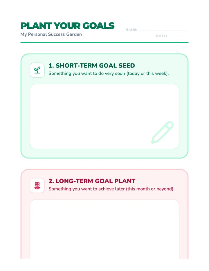 Plant Your Goals Worksheet