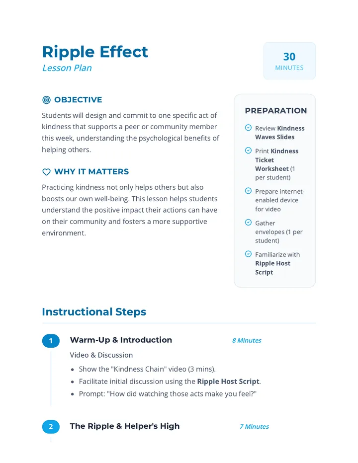 Ripple Effect Lesson Plan