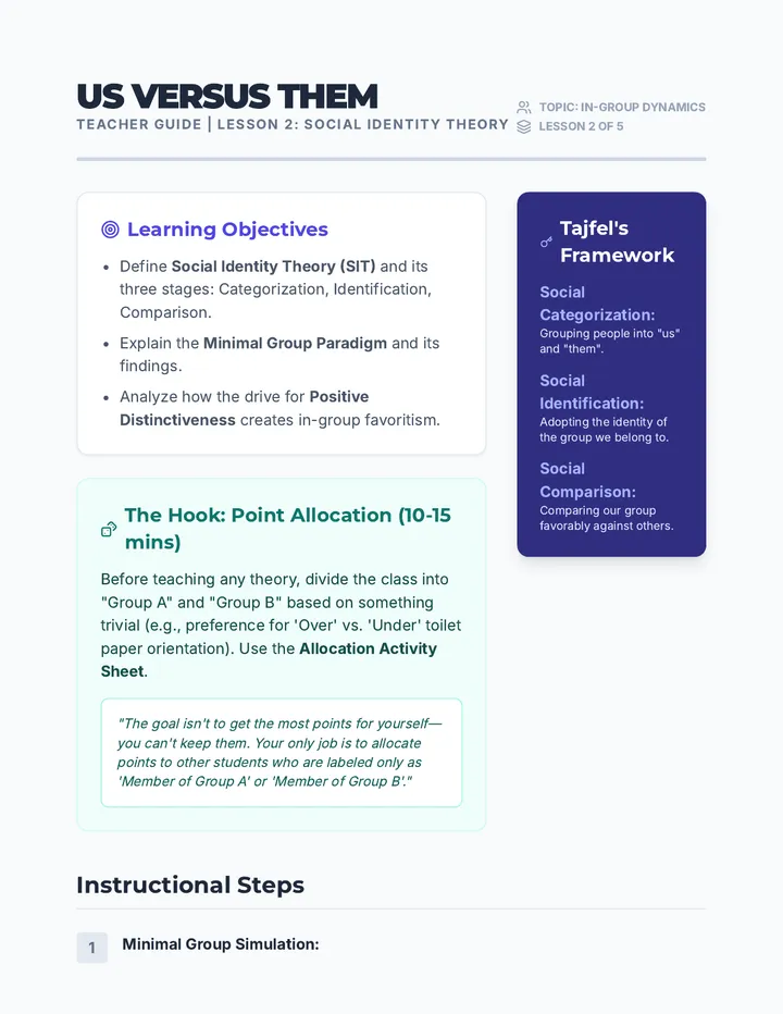 Us Versus Them Teacher Guide