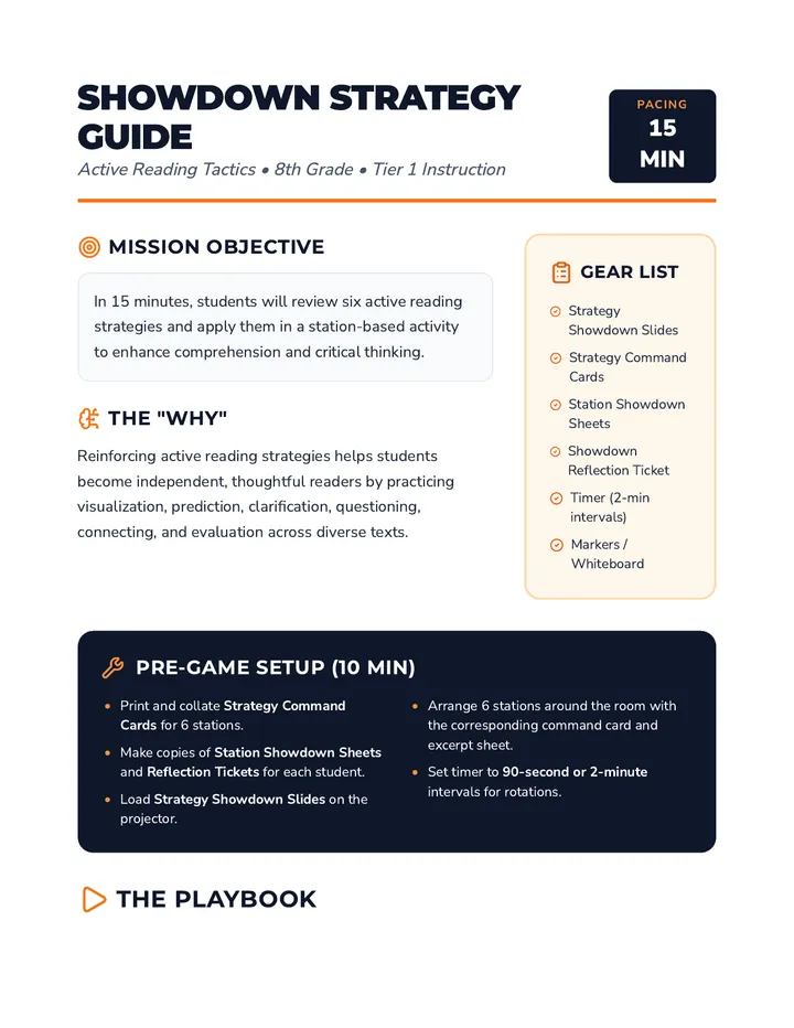 Showdown Strategy Guide Teacher Guide