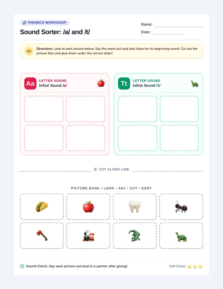 Sound Sorter AT Worksheet