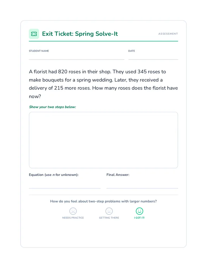 Spring Solve It Exit Ticket
