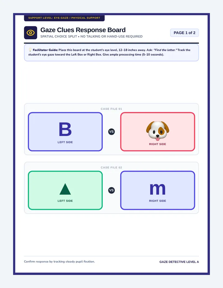 Symbol Gaze Response Board page 1