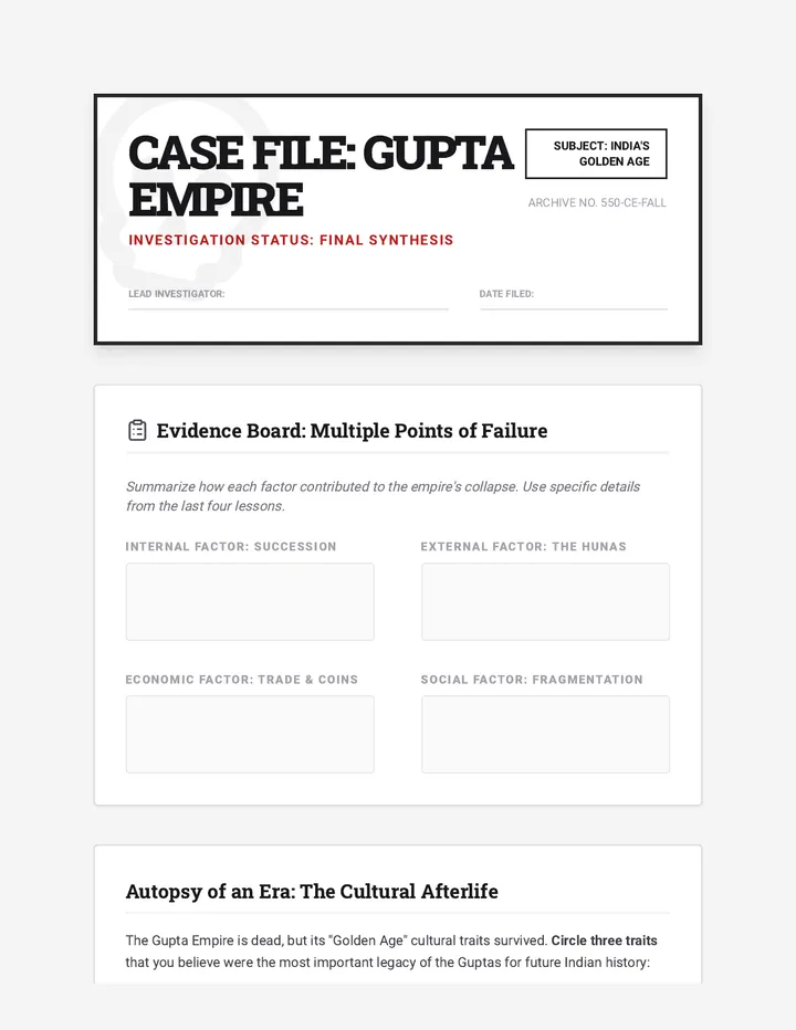 Gupta Collapse Case File Worksheet