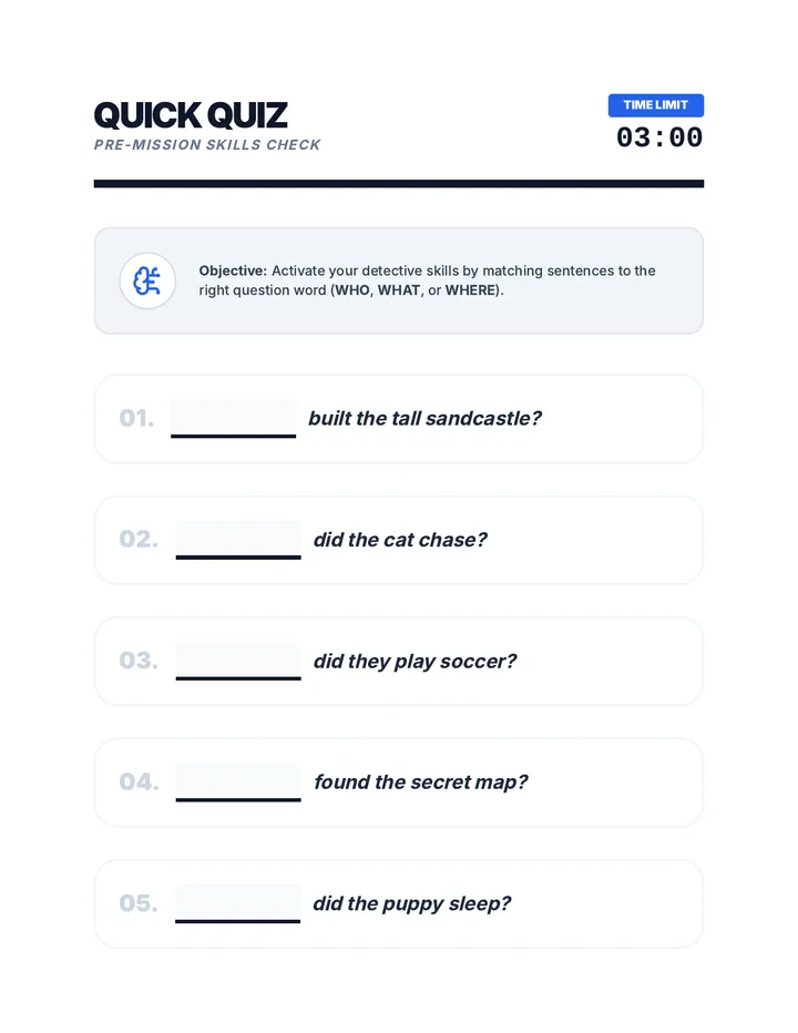 Detective Quick Quiz