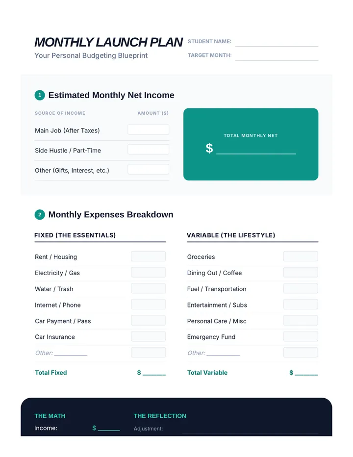 Monthly Launch Worksheet