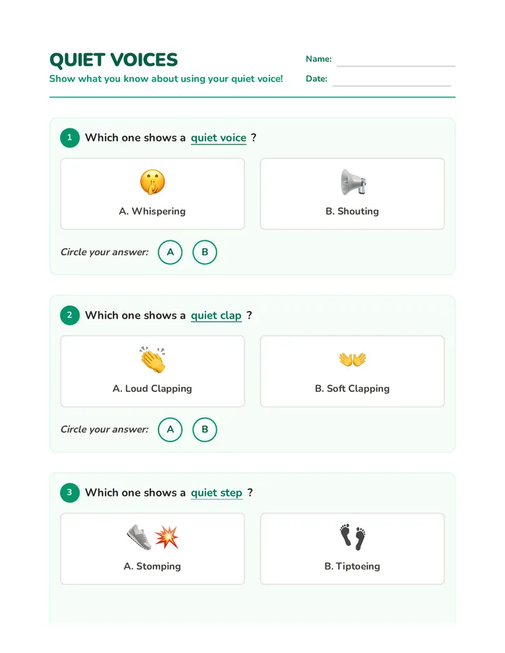 Quiet Voices Worksheet