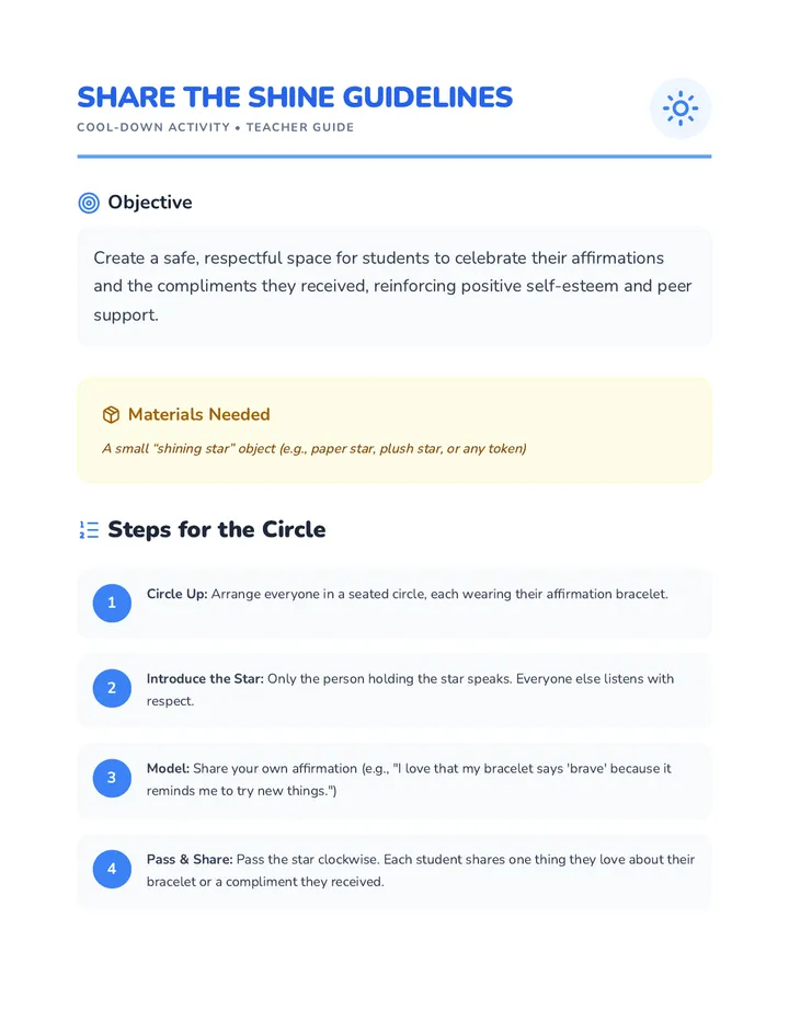 Share the Shine Guidelines Guide