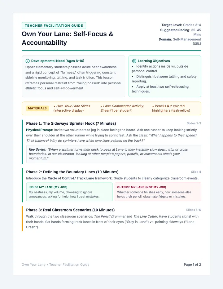 Lane Leaders Lesson Plan