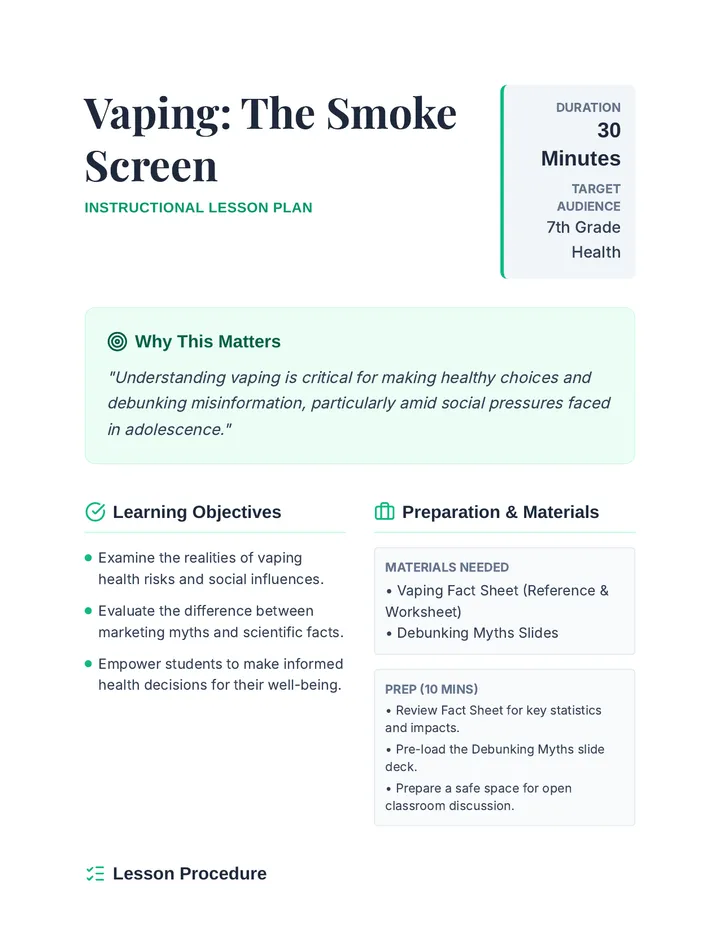 Smoke Screen Lesson Plan