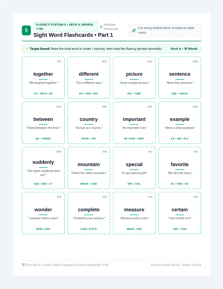 Sight Word Flash Cards