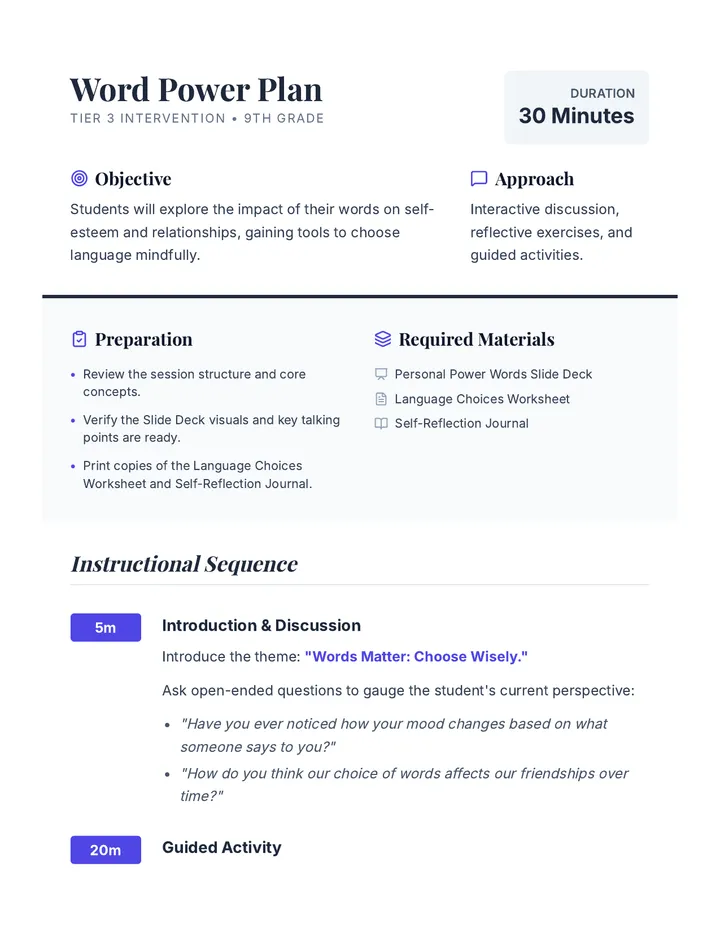 Word Power Lesson Plan