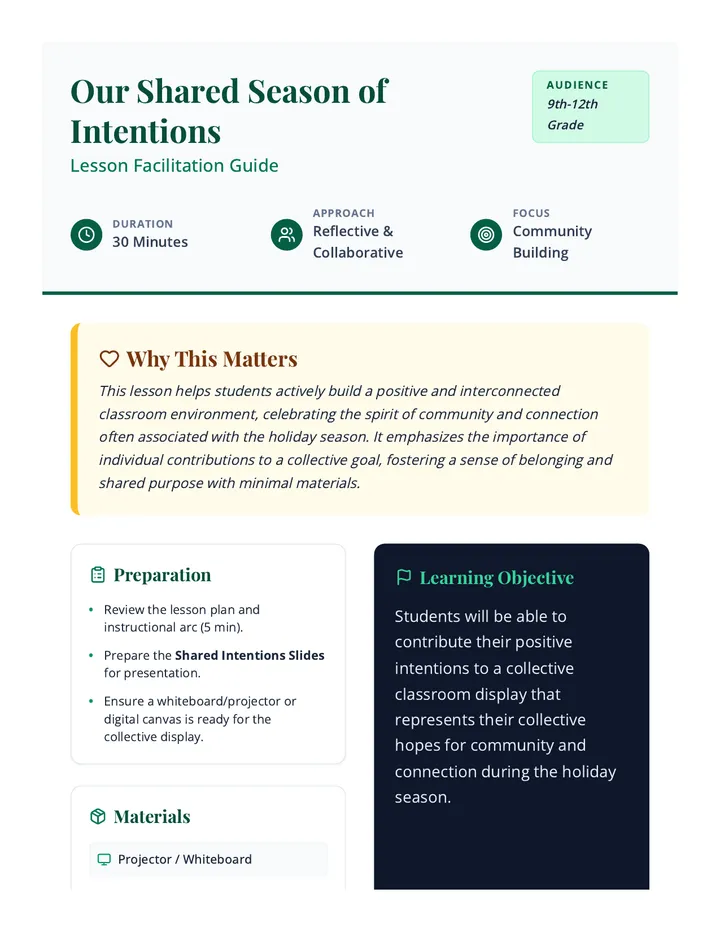 Shared Intentions Lesson Plan