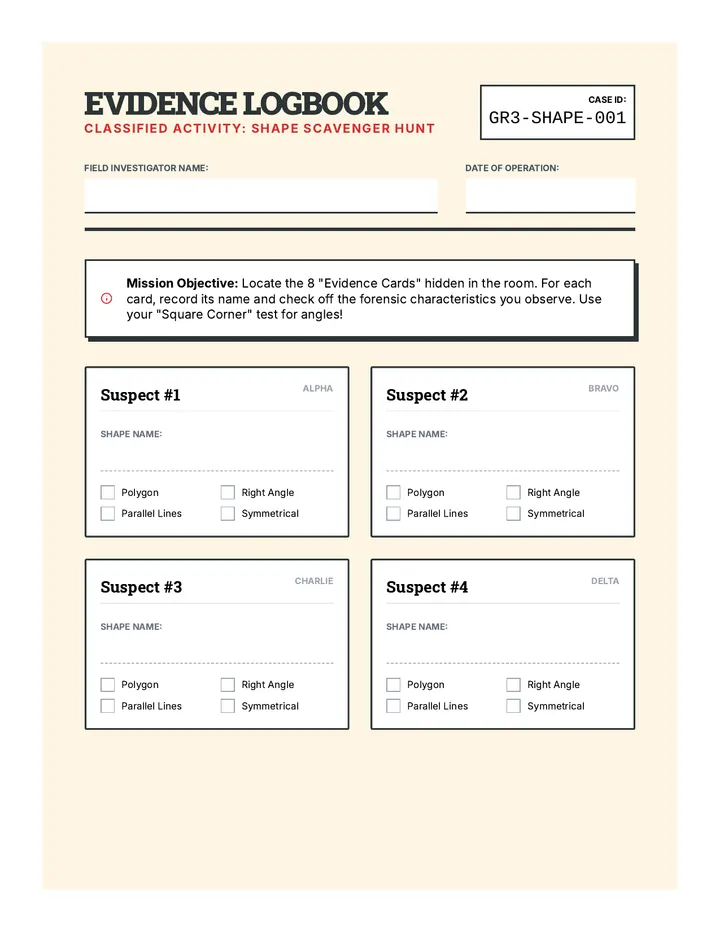 Detective Logbook Worksheet
