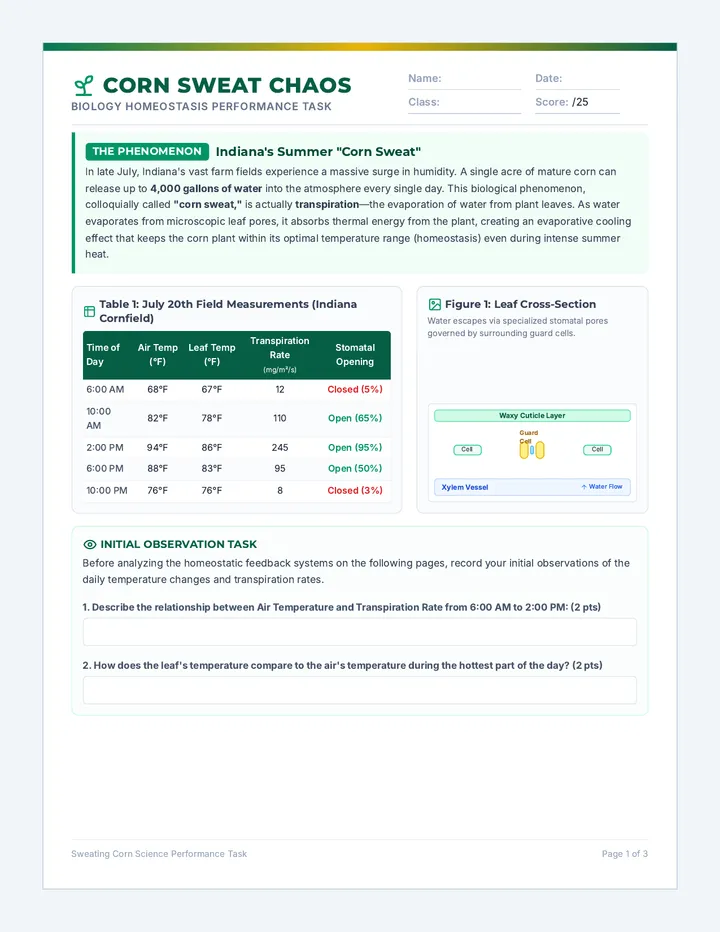 Corn Sweat Student Task