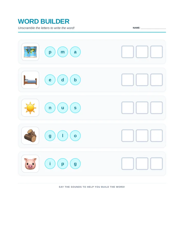 Word Builder Basics Worksheet