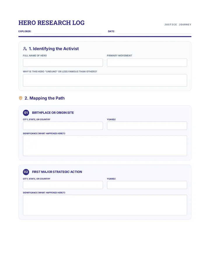 Hero Research Worksheet Document