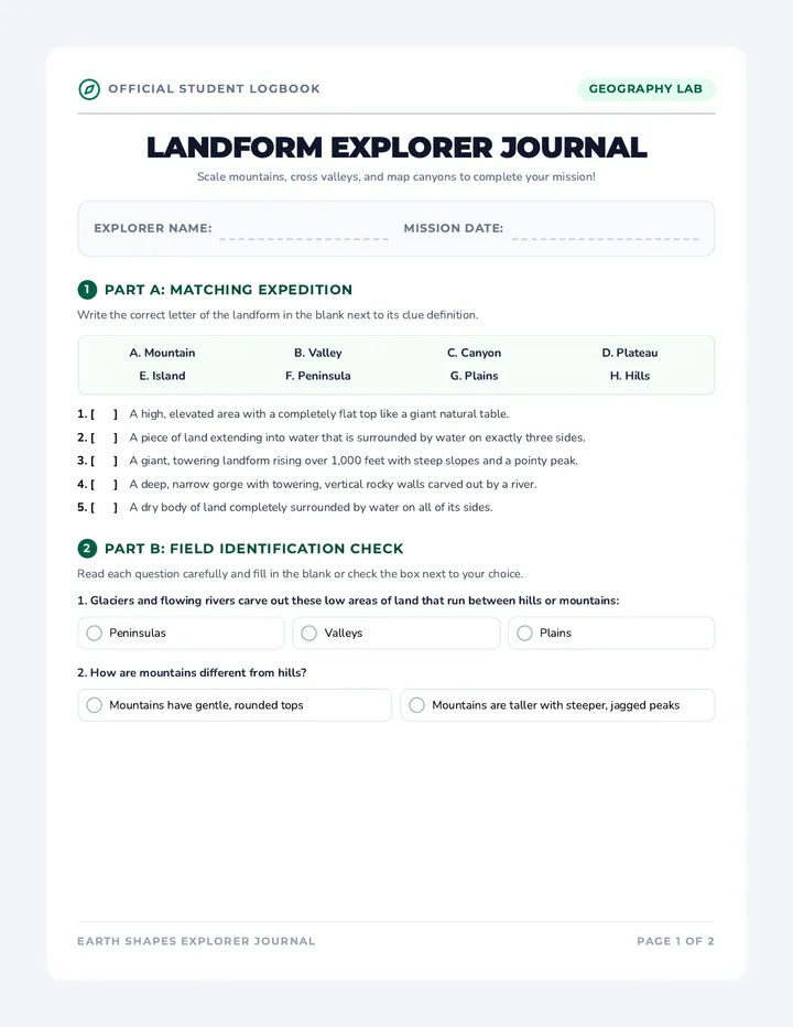 Landform Explorer Journal