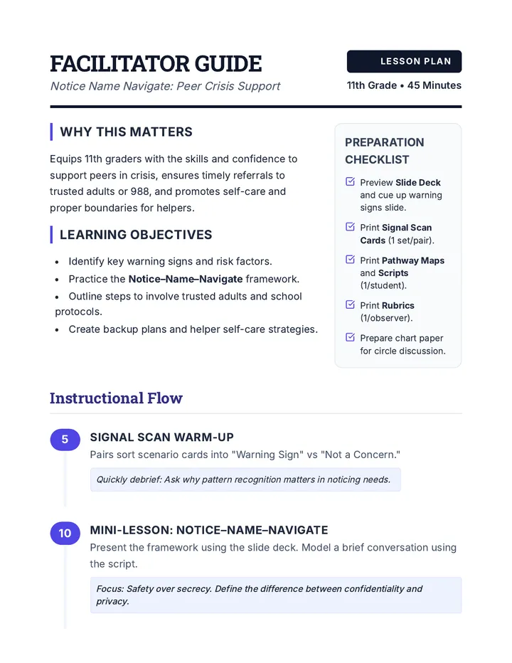 Facilitator Guide with Protocol Flowchart