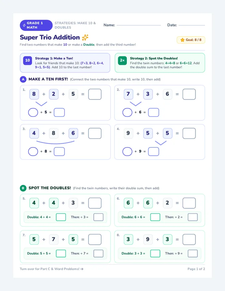 Super Trio Worksheet