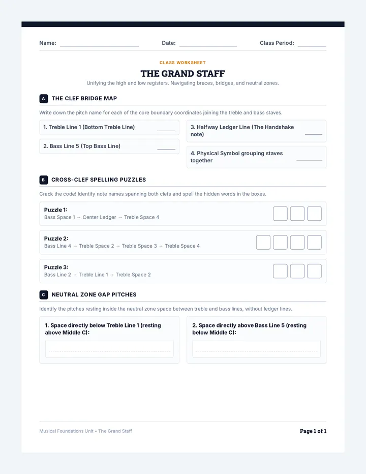 Grand Staff Worksheet