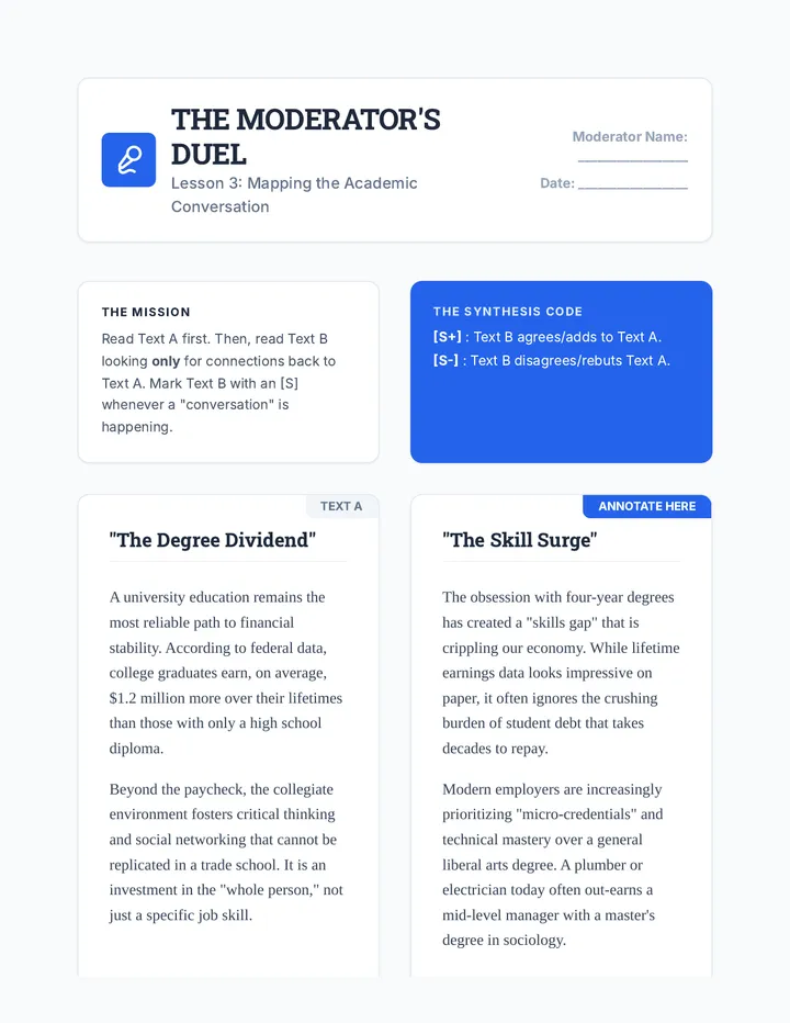 Dual-Text Synthesis Activity