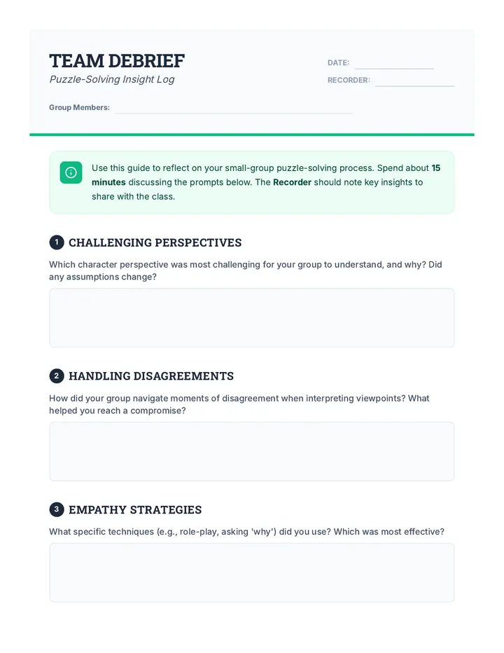 Team Debrief Discussion Guide