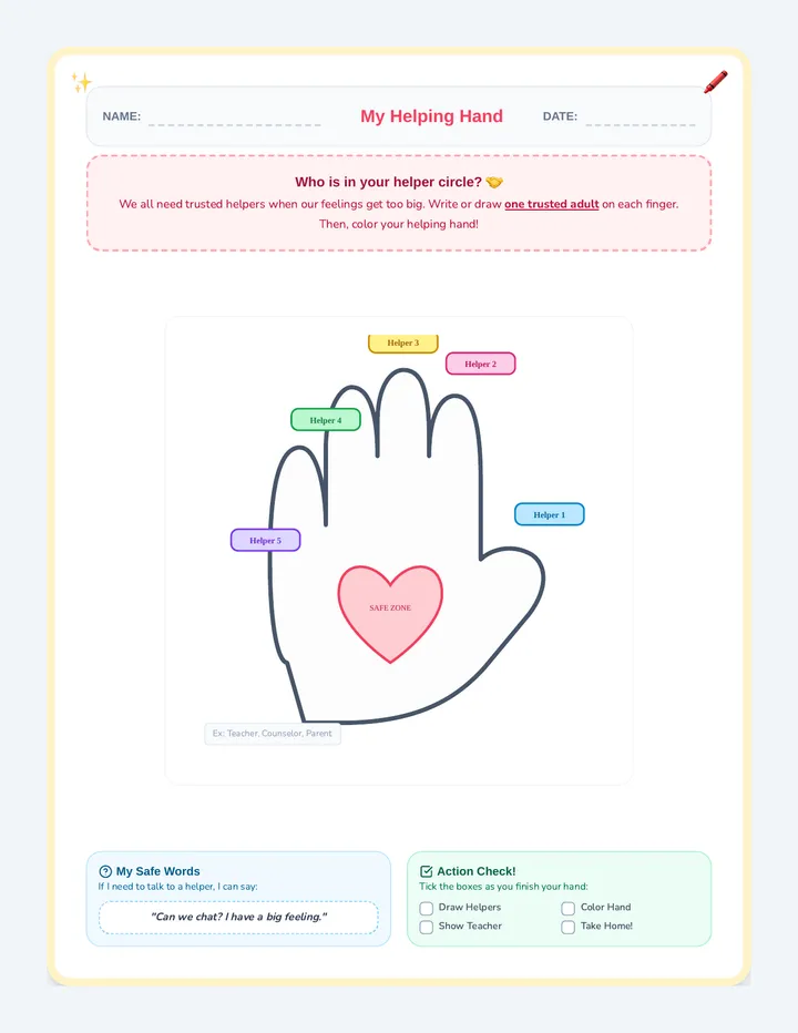 Helping Hands Craft Worksheet
