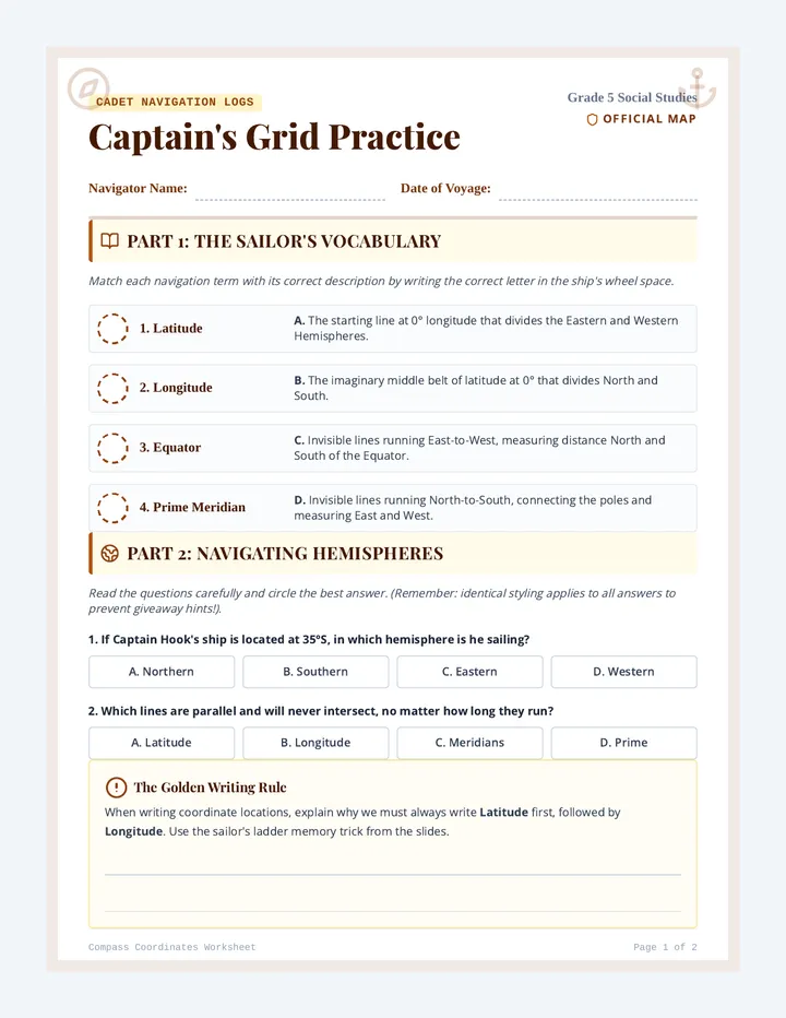 Captain Grid Worksheet
