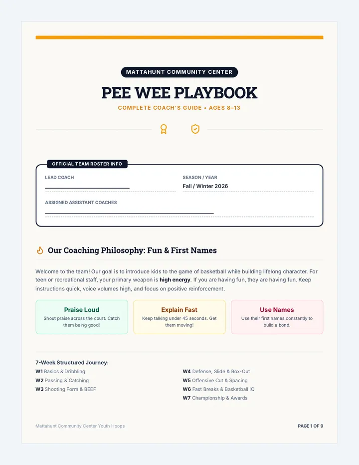 Pee Wee Playbook Coach Handbook
