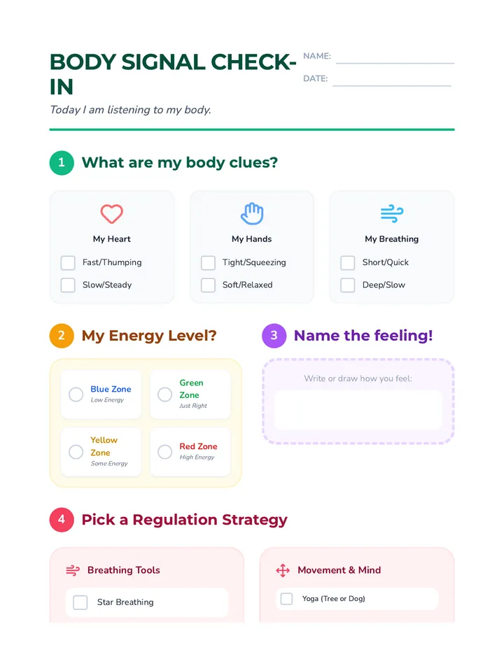 Body Clues Worksheet