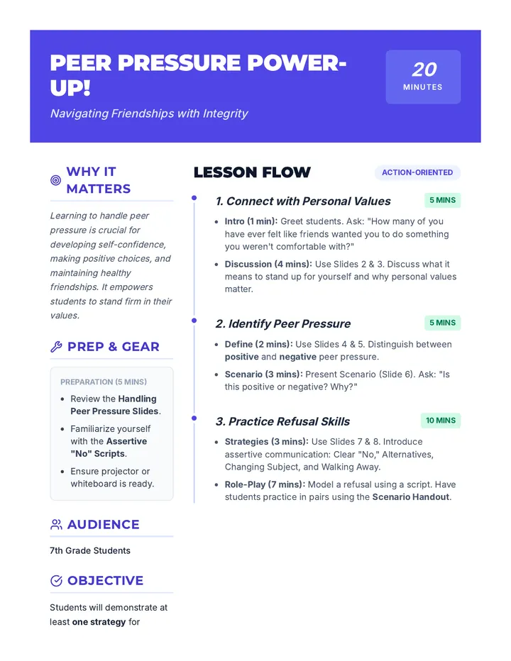 Peer Pressure Lesson Plan