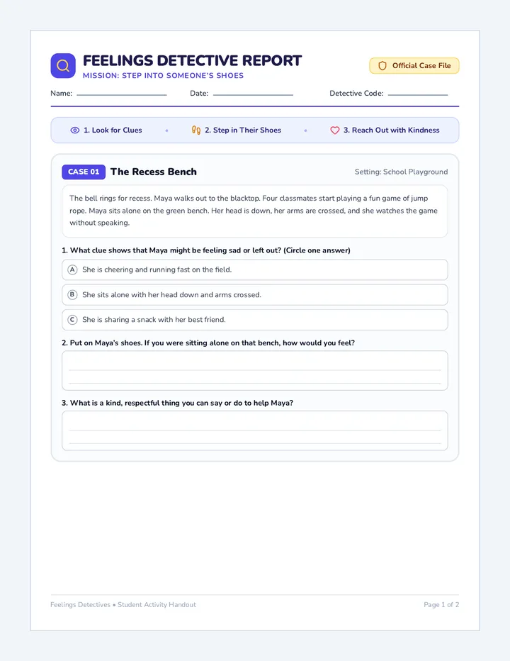 Feelings Detectives Activity Sheet