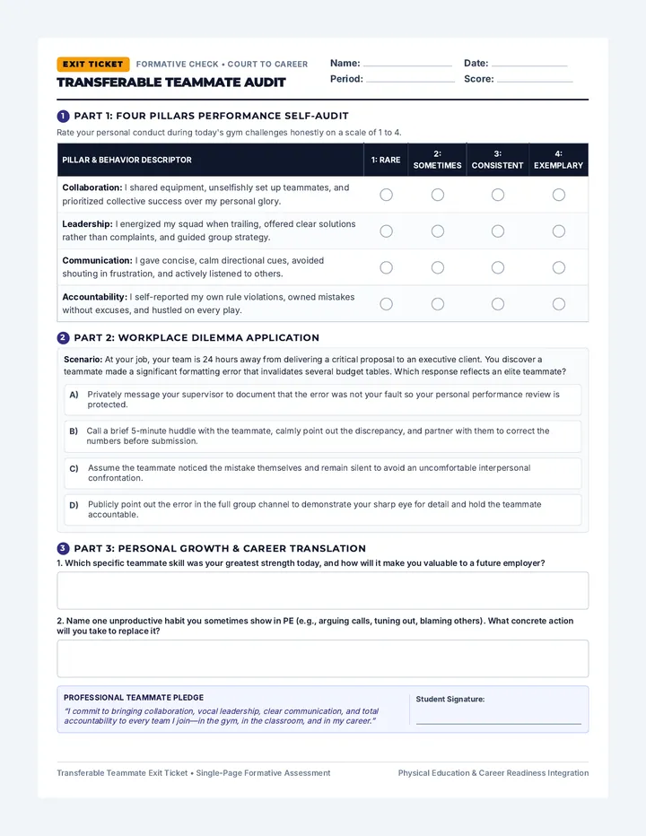 Transferable Teammate Exit Ticket