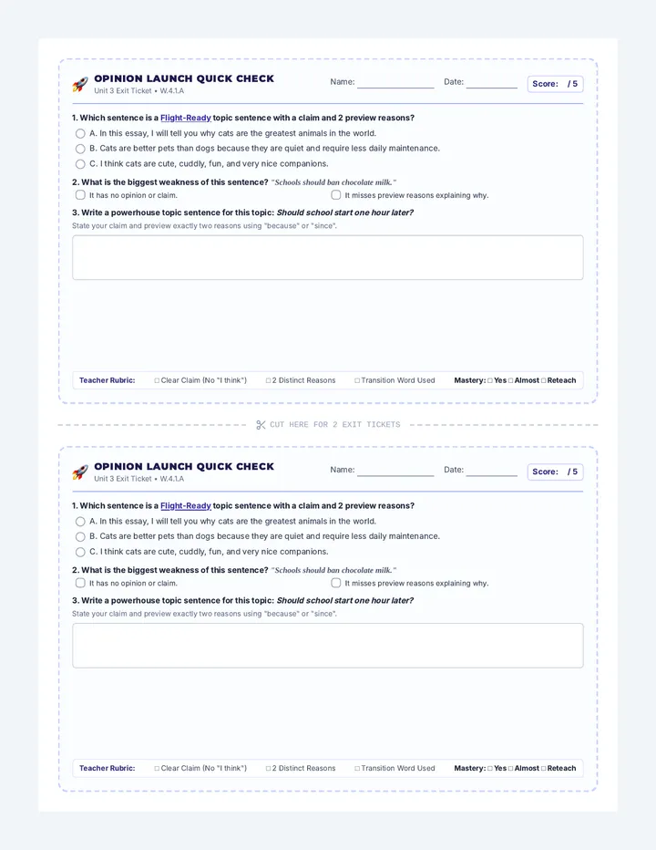 Opinion Launch Quick Check