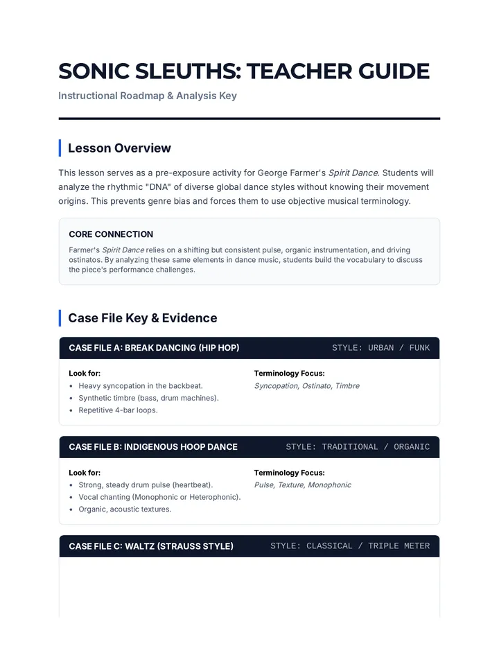 Sonic Sleuths Teacher Guide
