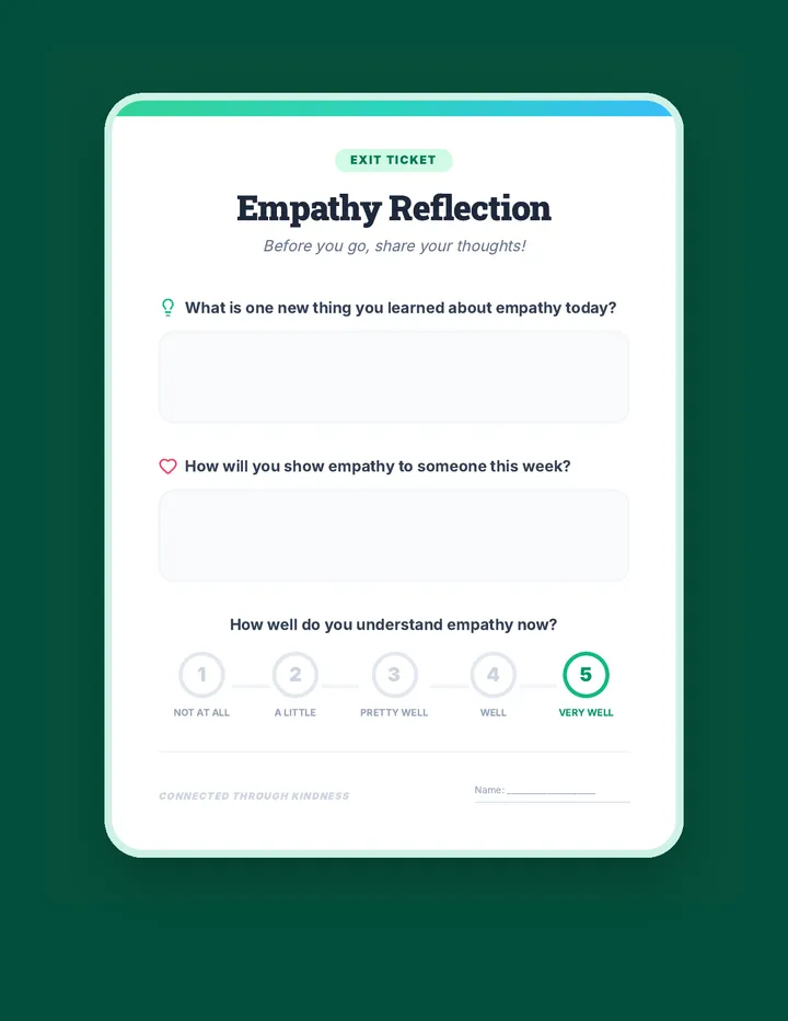 Empathy Reflection Exit Ticket