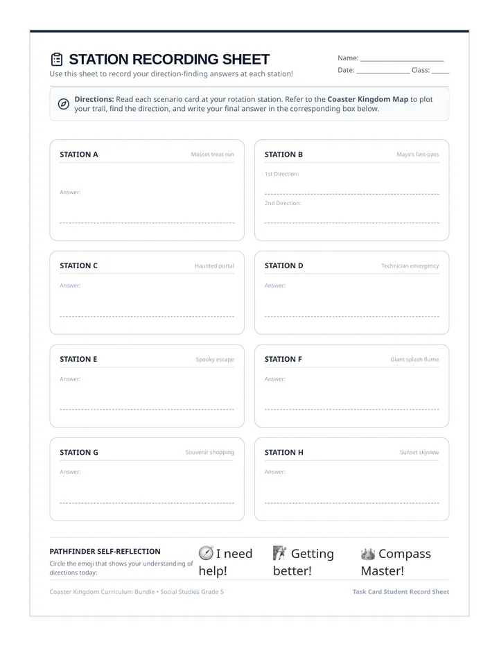 Park Pathfinders Recording Sheet