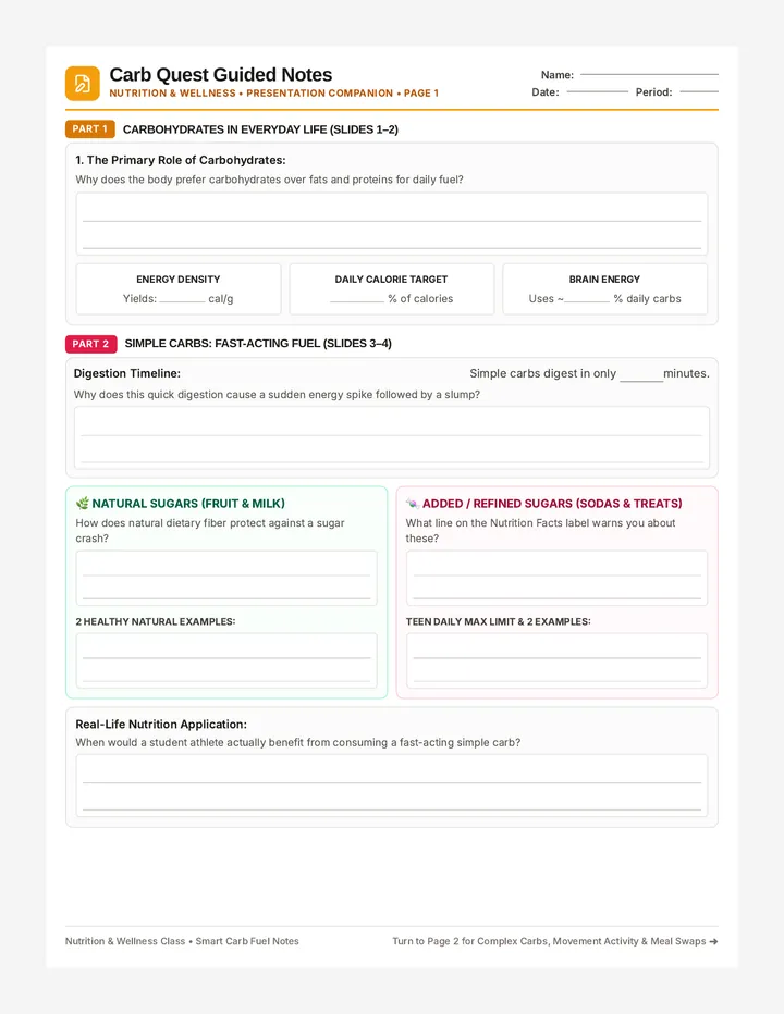 Carb Quest Guided Notes