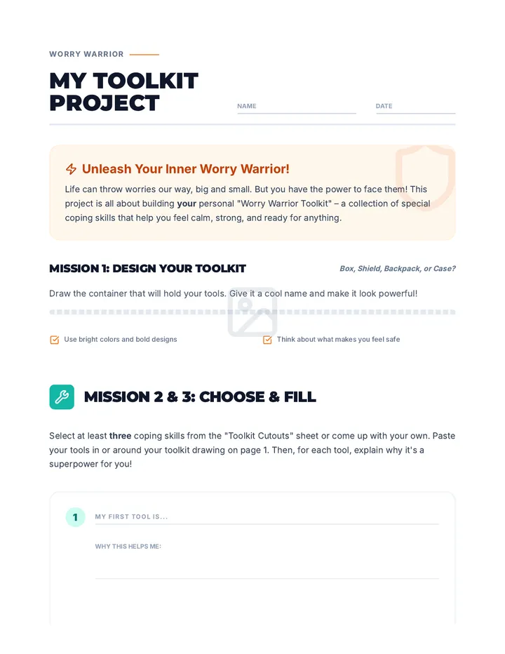 My Coping Skills Toolkit Project Guide