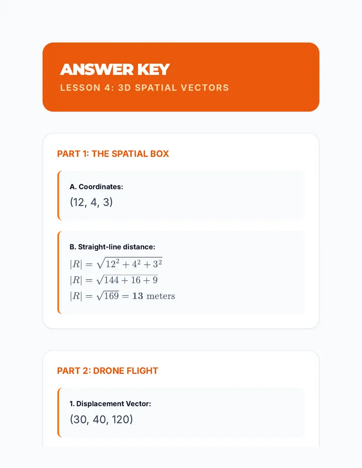 Spatial Vectors Key
