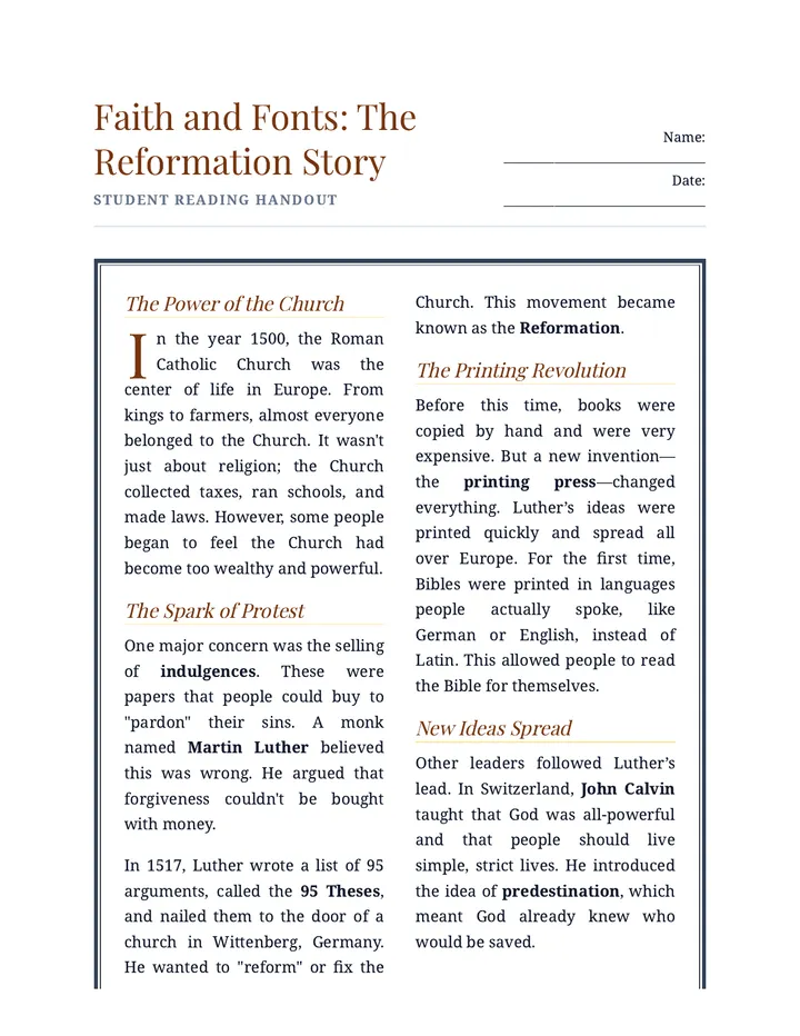 Faith and Fonts Handout
