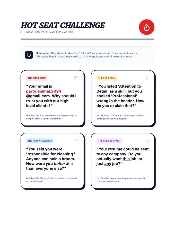 Hot Seat Question Cards