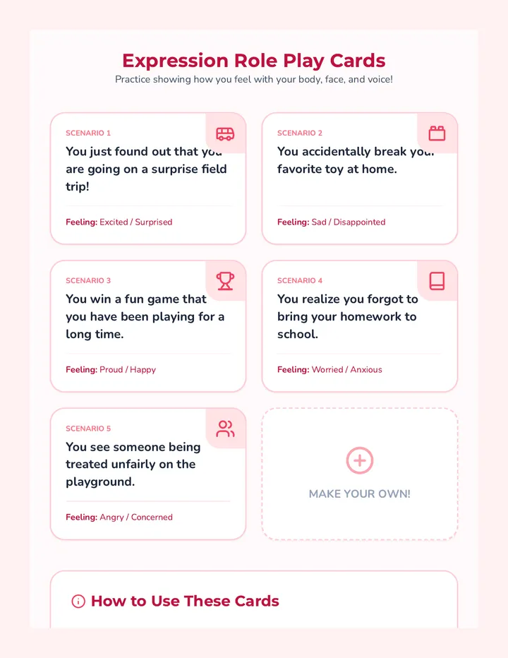 Emotion Expression Role Play Cards Activity