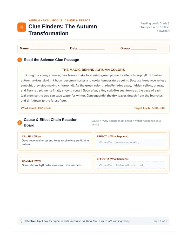 Cause Effect Student Packet