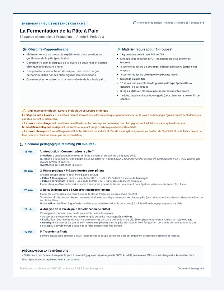 Panification Pain Fiche Enseignant