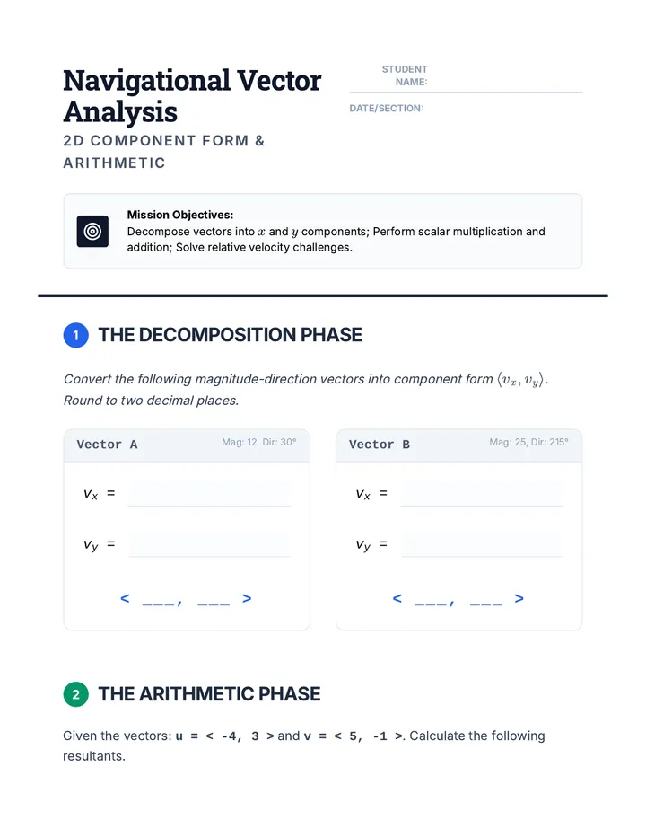 Navigational Vector Worksheet