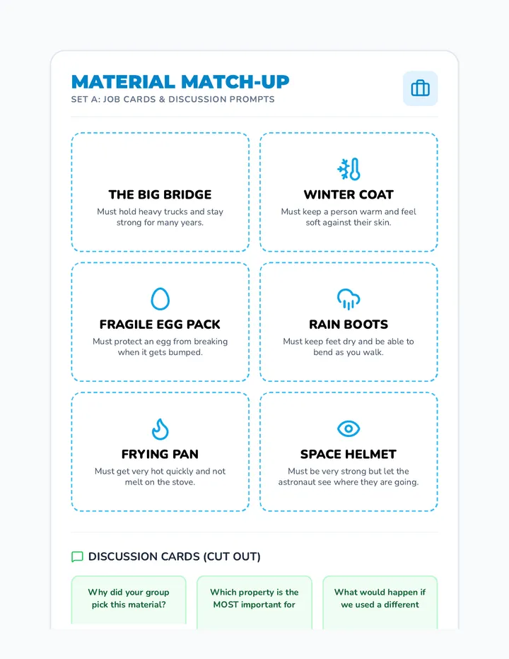 Material Match-Up Cards
