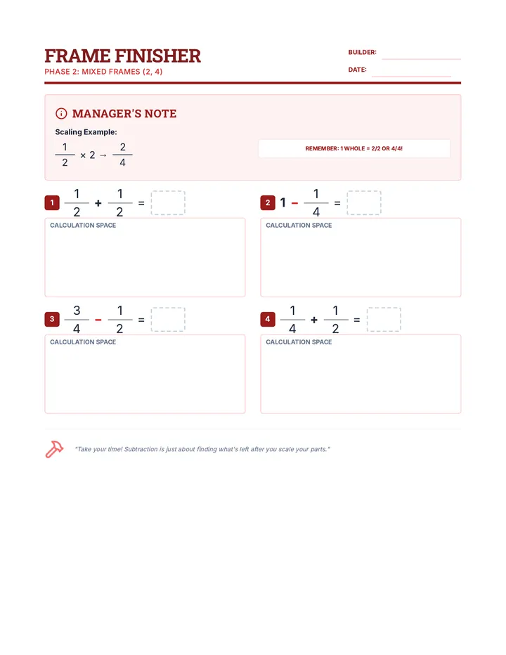 Frame Finisher Worksheet