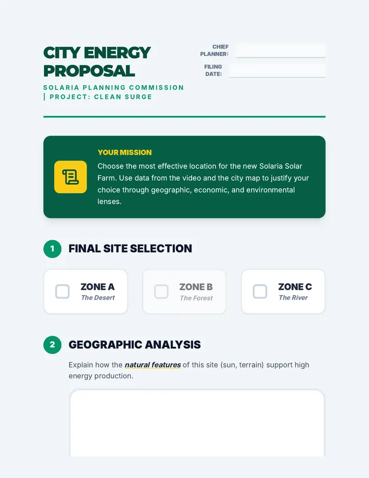 City Planner Proposal Worksheet